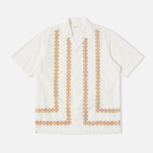Minari Shirt In Ecru Embroidered Organic Poplin
