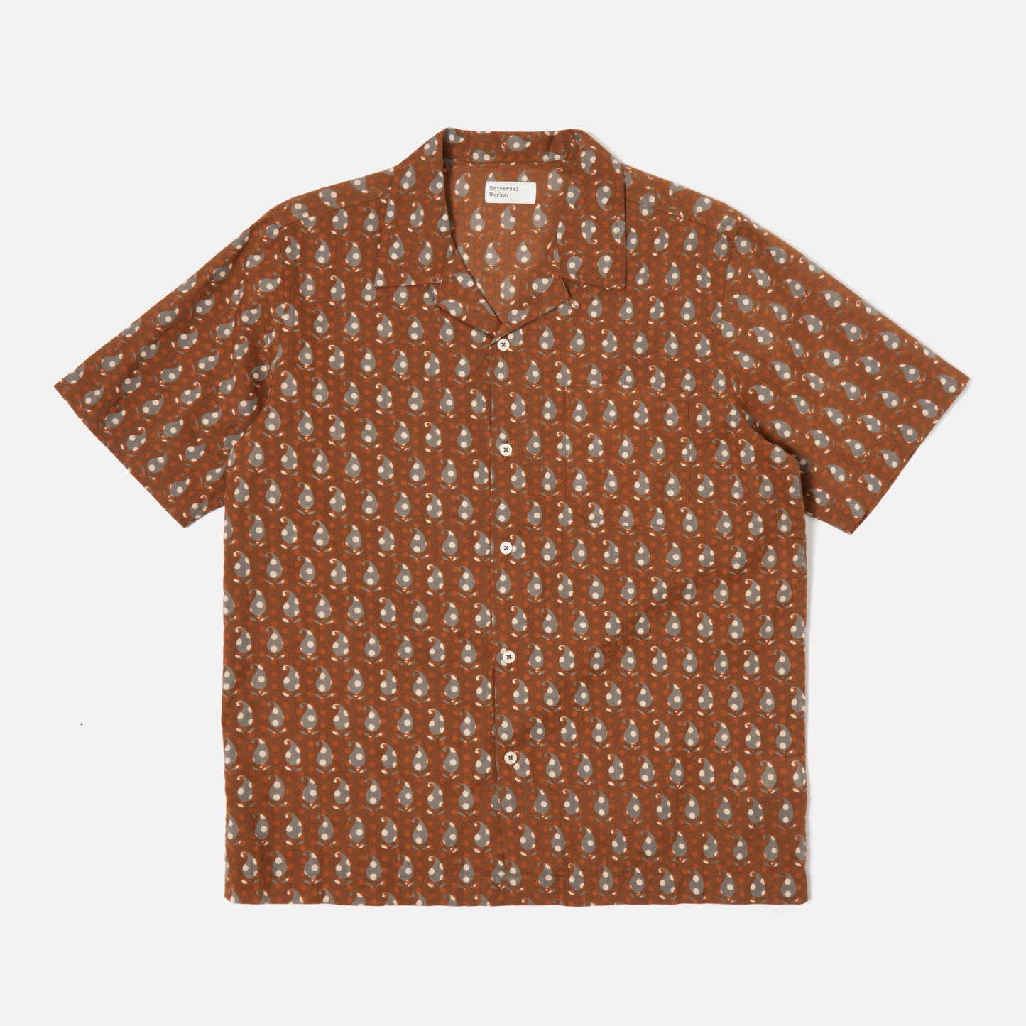 Road Shirt in Brown Paisley Block