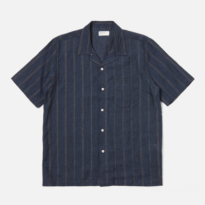 Road Shirt in Blue Striped Linen