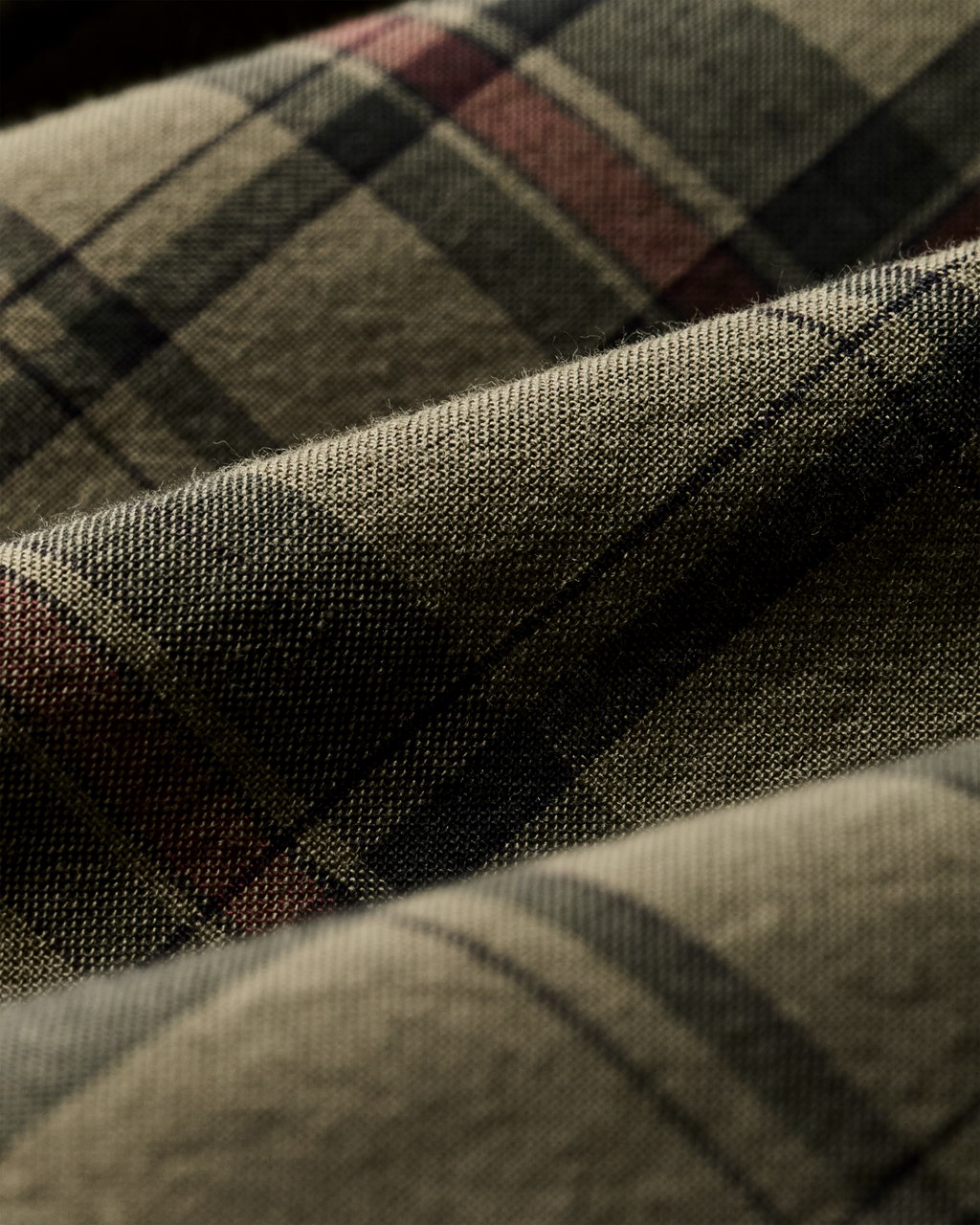 Madras Button-Down Shirt in Olive Gravel Plaid