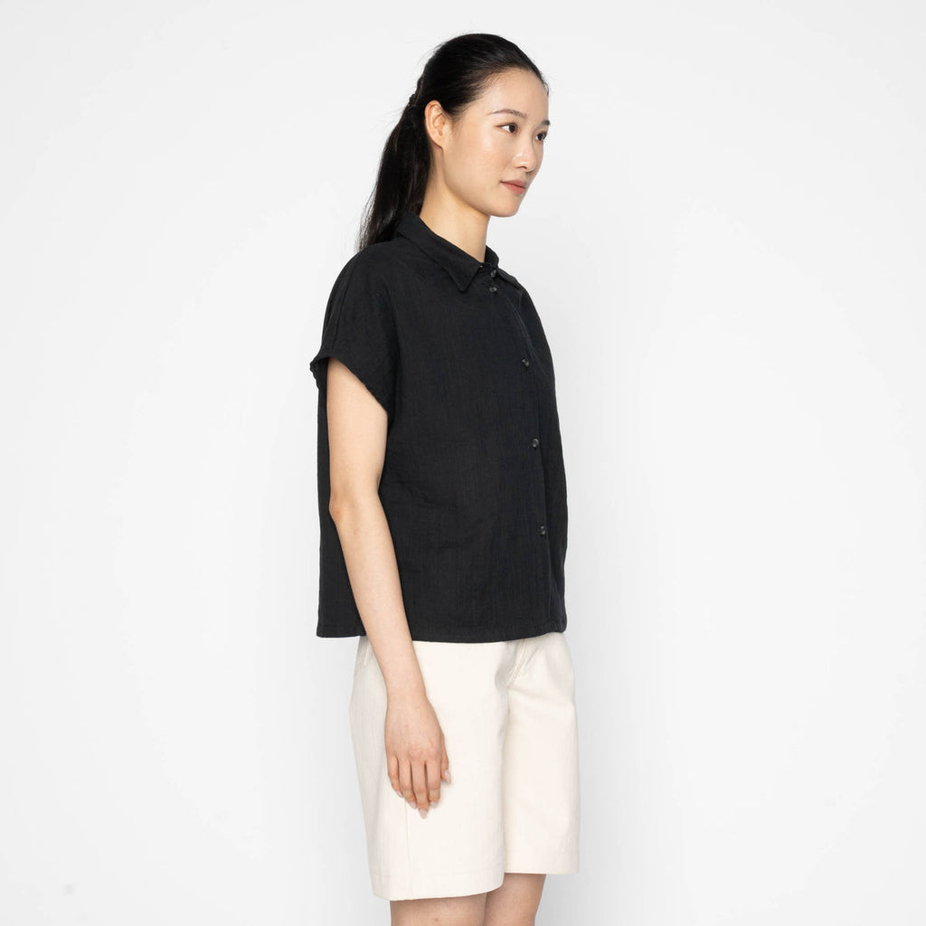 Billie in Black Double Weave Gauze