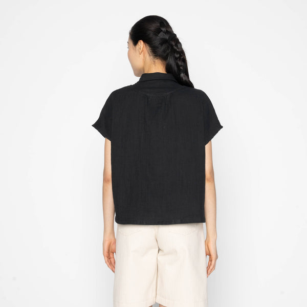 Billie in Black Double Weave Gauze