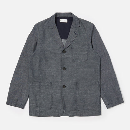 Three Button Jacket in Lord Cotton Linen Denim