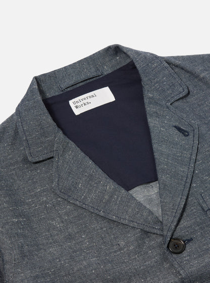 Three Button Jacket in Lord Cotton Linen Denim