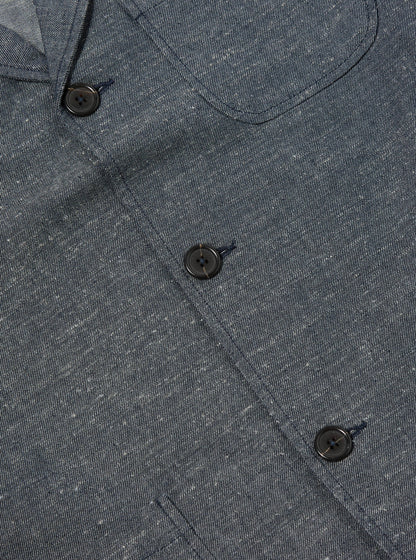 Three Button Jacket in Lord Cotton Linen Denim