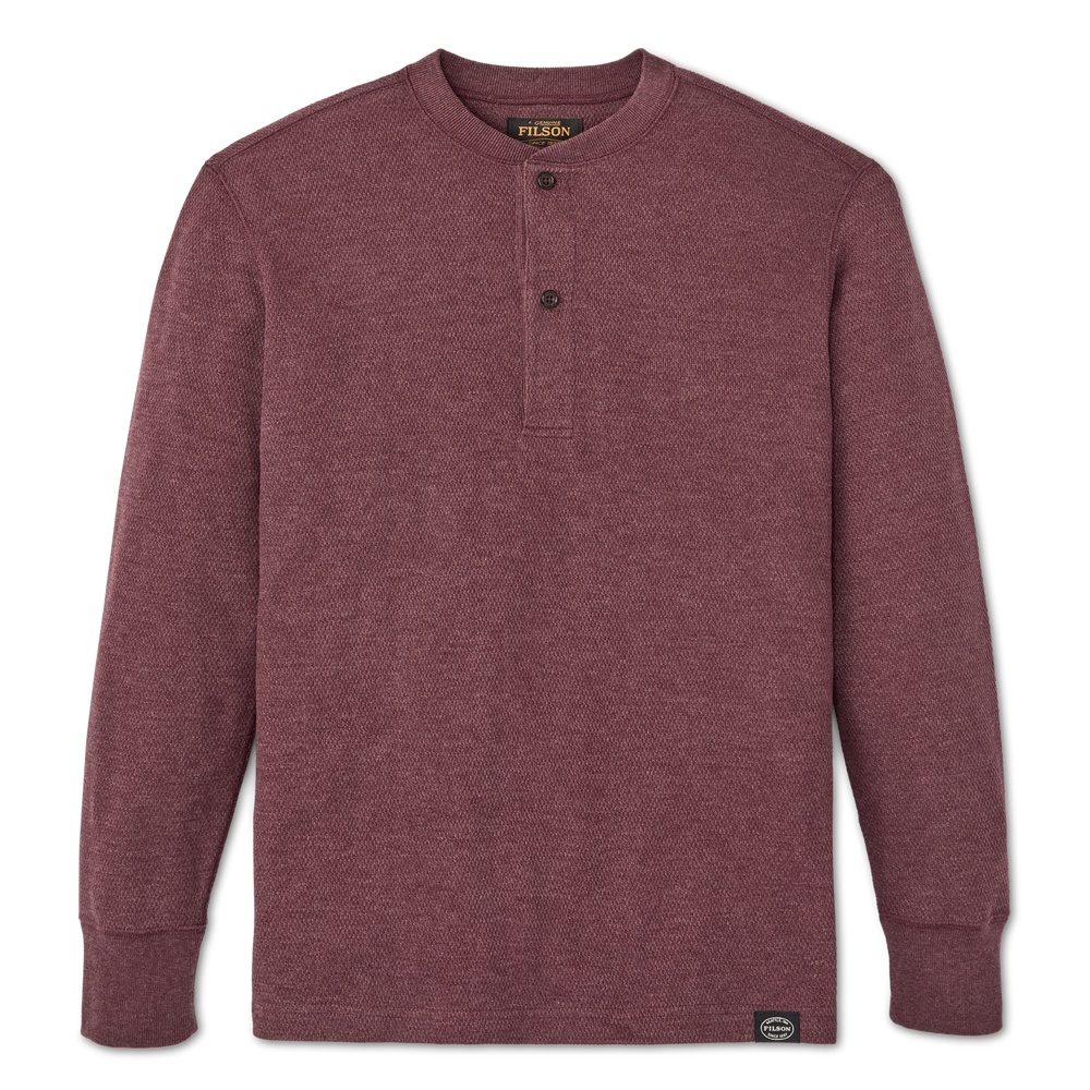 Waffle Knit Henley in Dark Port Heather