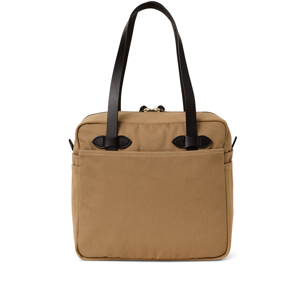 Rugged Twill Zipper Tote Bag in Tan