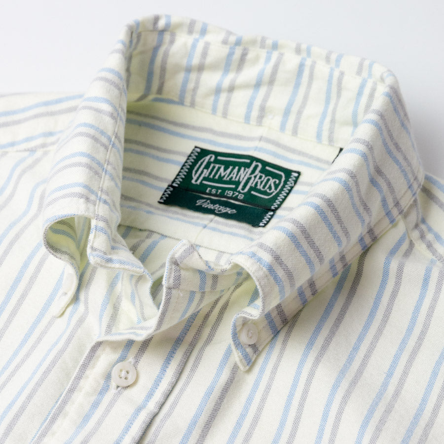 Blue Brushed Split Stripe Oxford