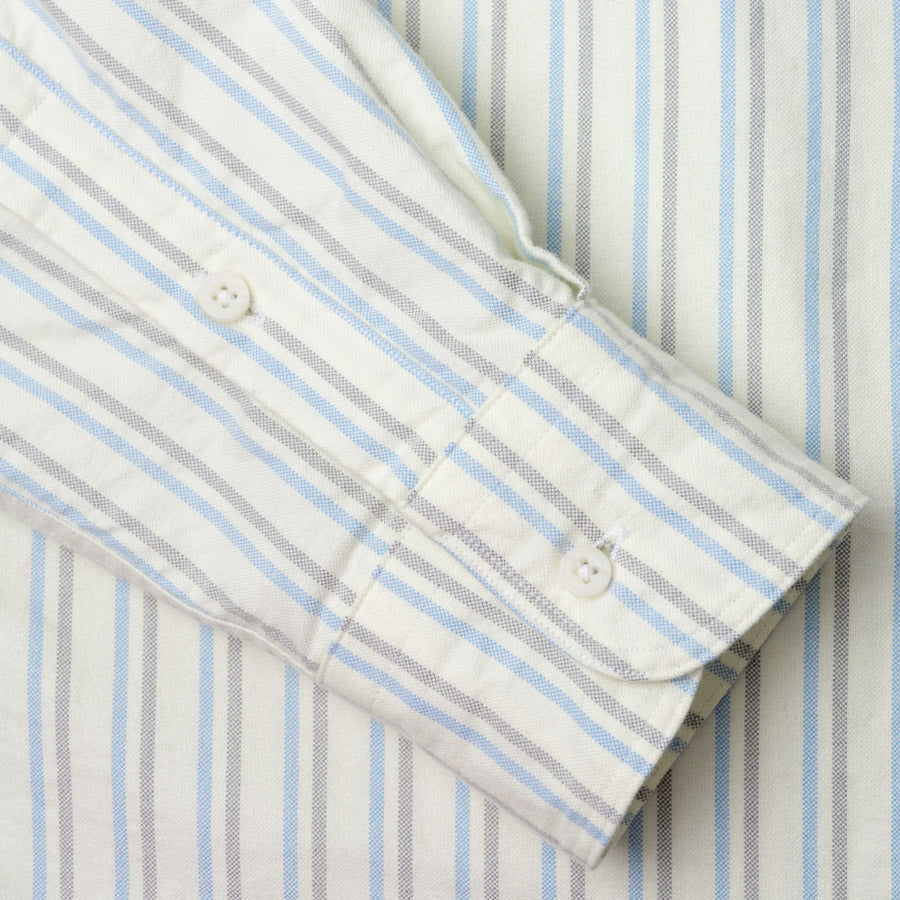 Blue Brushed Split Stripe Oxford