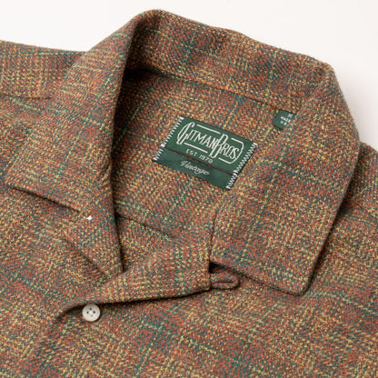 Brown Brushed Cotton Tweed Chore Shirt