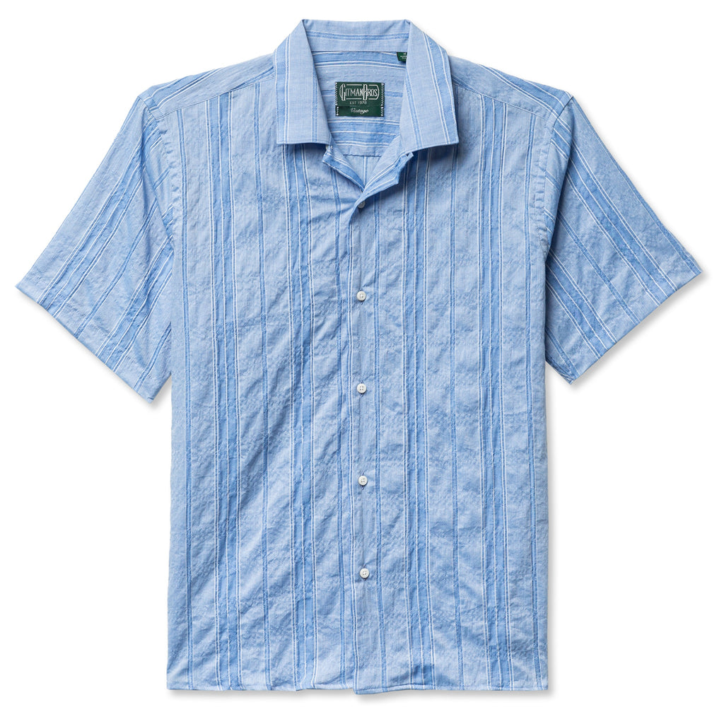 Camp Shirt in Blue Japanese Dobby Stripe