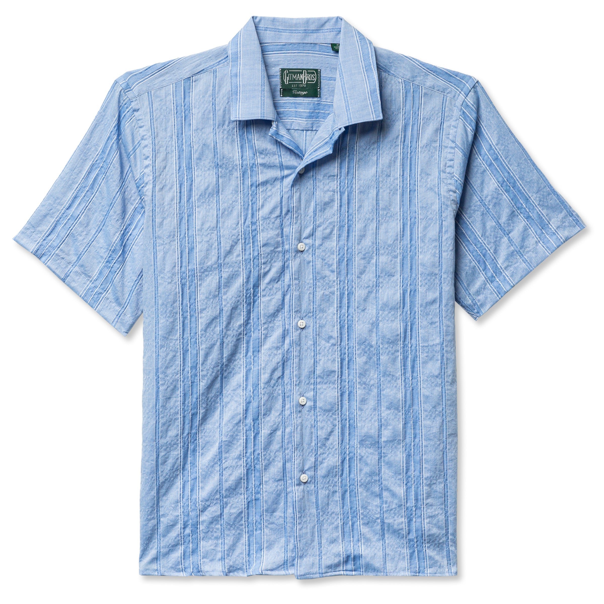 Camp Shirt in Blue Japanese Dobby Stripe