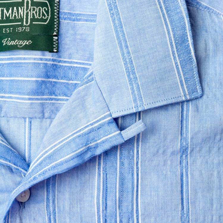 Camp Shirt in Blue Japanese Dobby Stripe