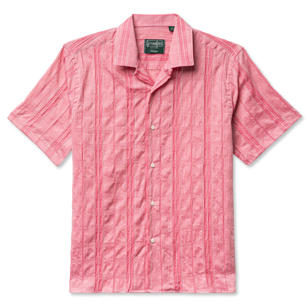 Pink Japanese Dobby Stripe Camp Shirt