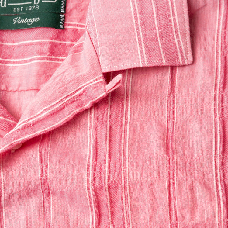 Pink Japanese Dobby Stripe Camp Shirt