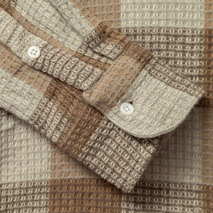 Tan Brushed Waffle Check Camp Shirt