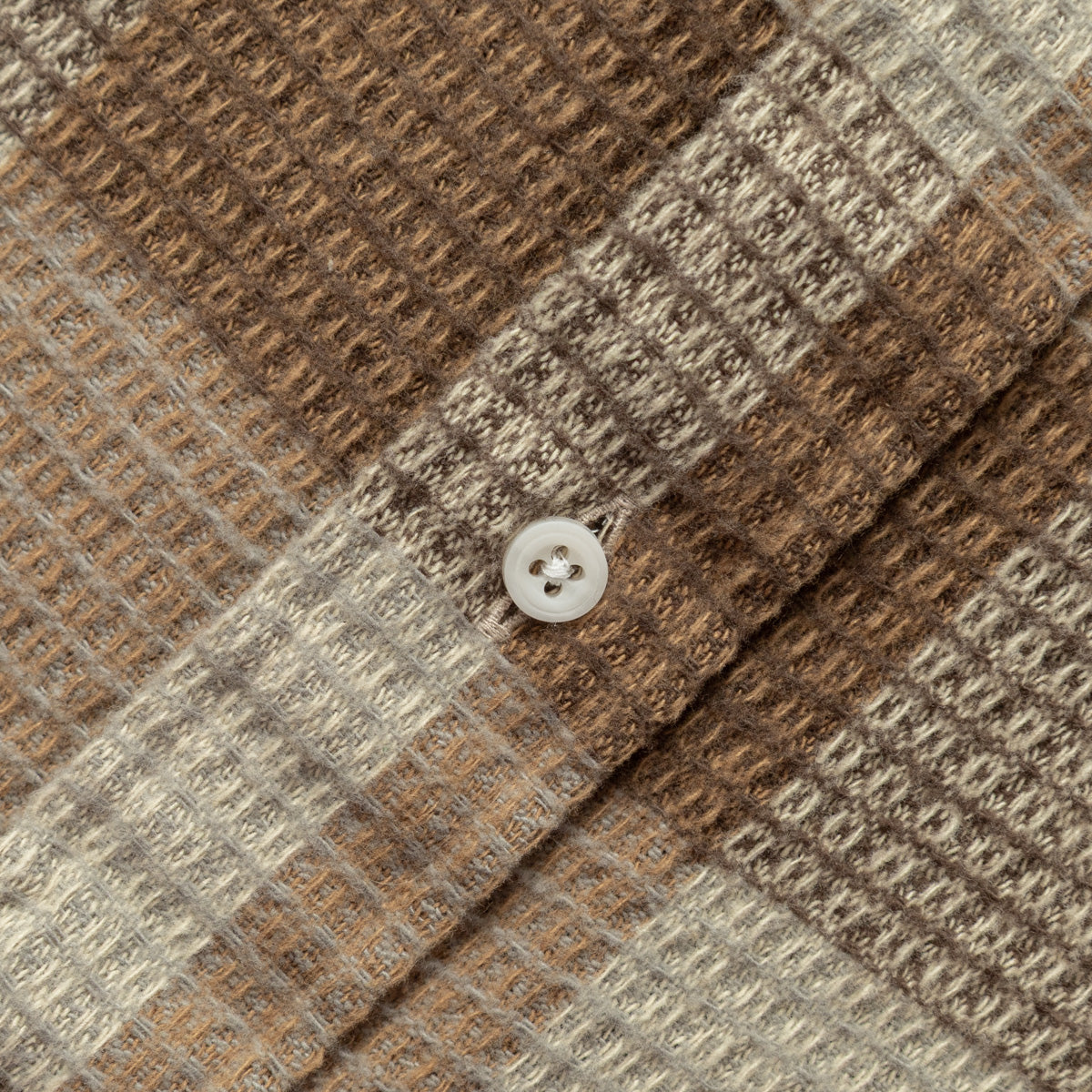 Tan Brushed Waffle Check Camp Shirt