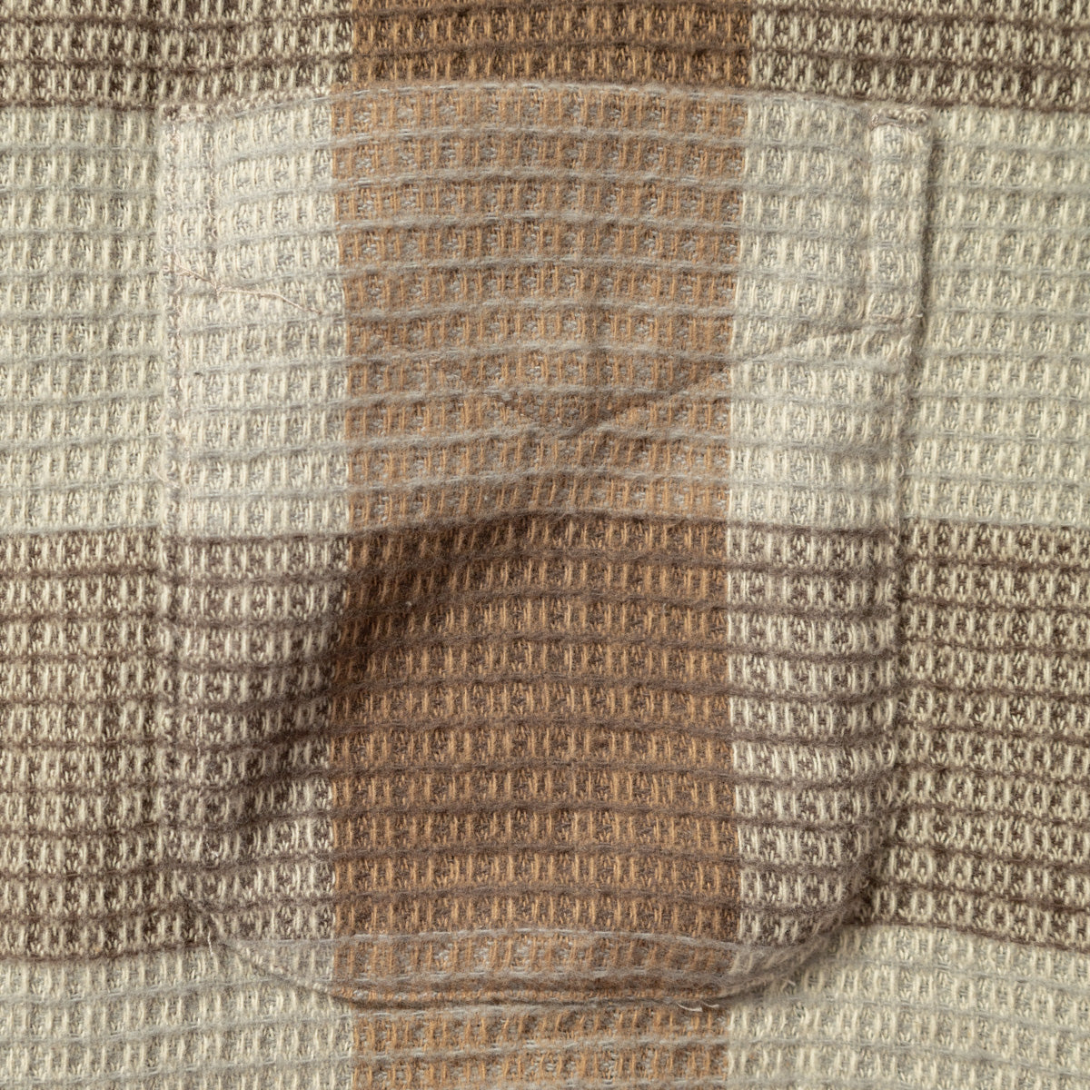 Tan Brushed Waffle Check Camp Shirt