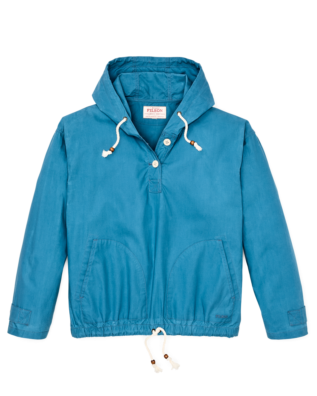 Dry Wax Hooded Popover in Marine Blue