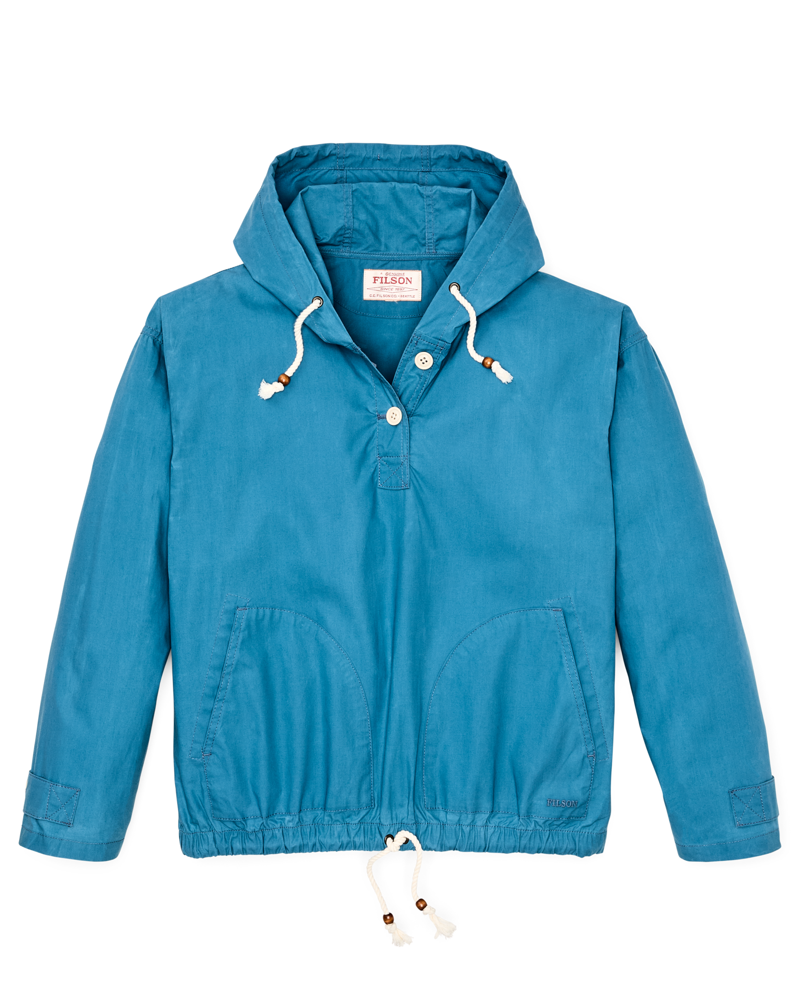 Dry Wax Hooded Popover in Marine Blue