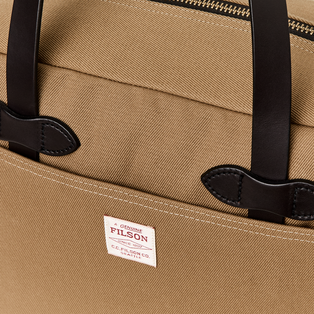 Rugged Twill Zipper Tote Bag in Tan