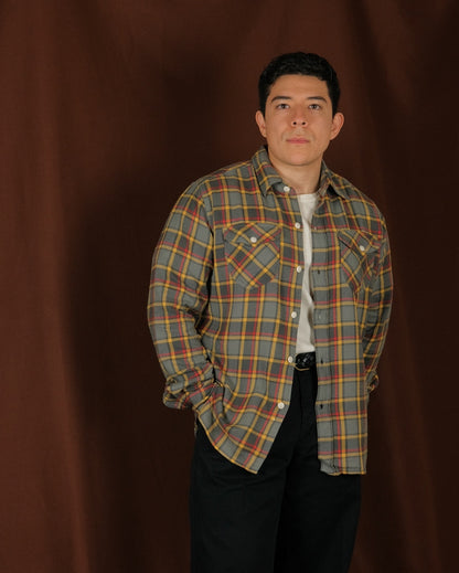 Washed Flannel Workshirt in Dusk Plaid