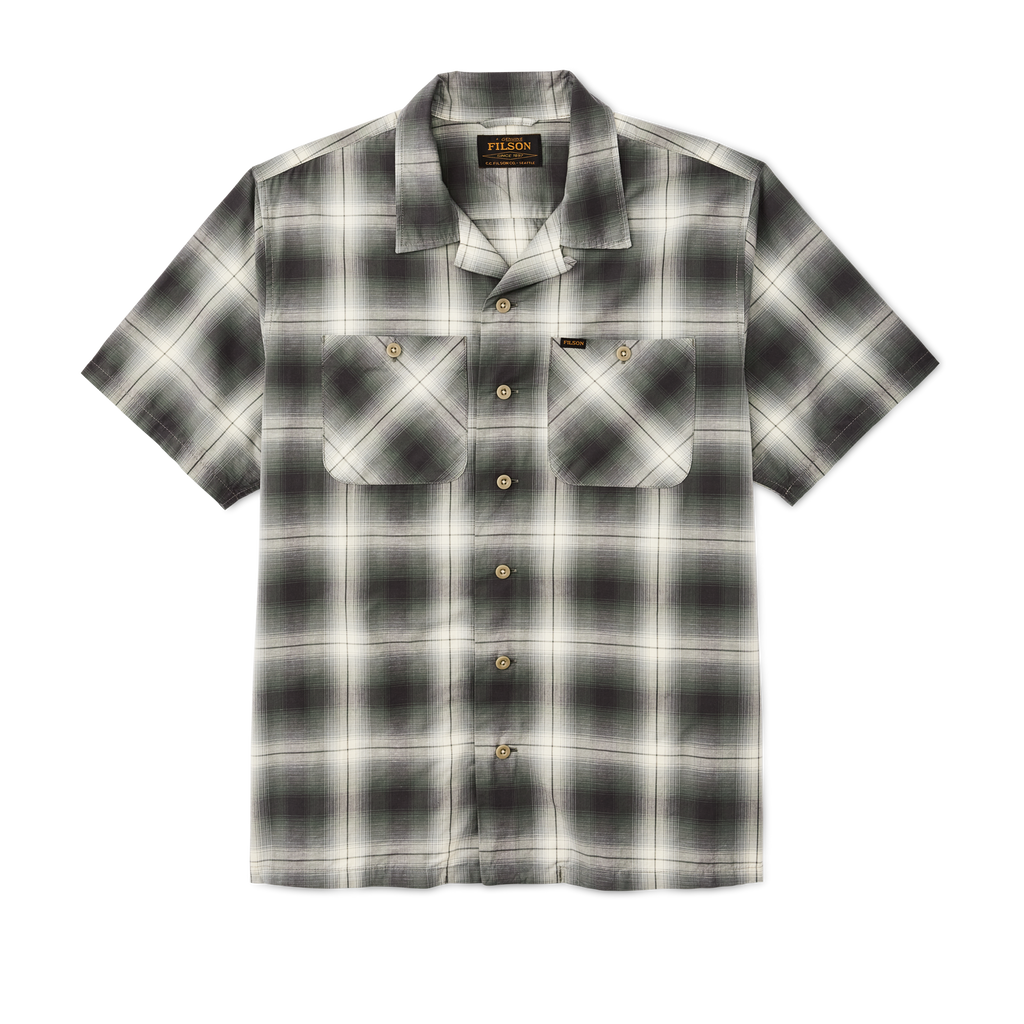 Greenwood Short Sleeve Camp Shirt in Olive & Beige Ombre