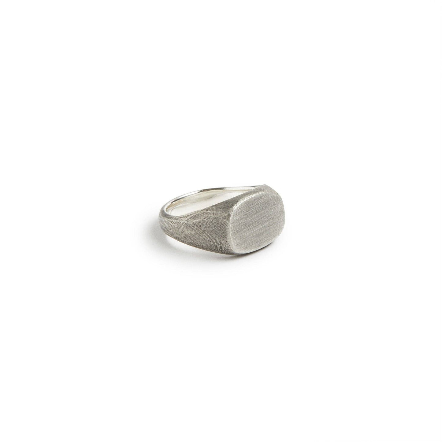 Signet Ring in Work Patina Sterling Silver