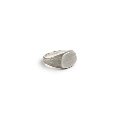 Signet Ring in Work Patina Sterling Silver