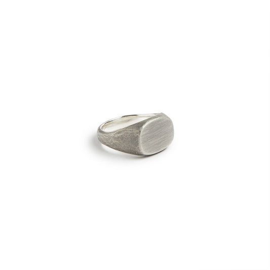 Signet Ring in Work Patina Sterling Silver