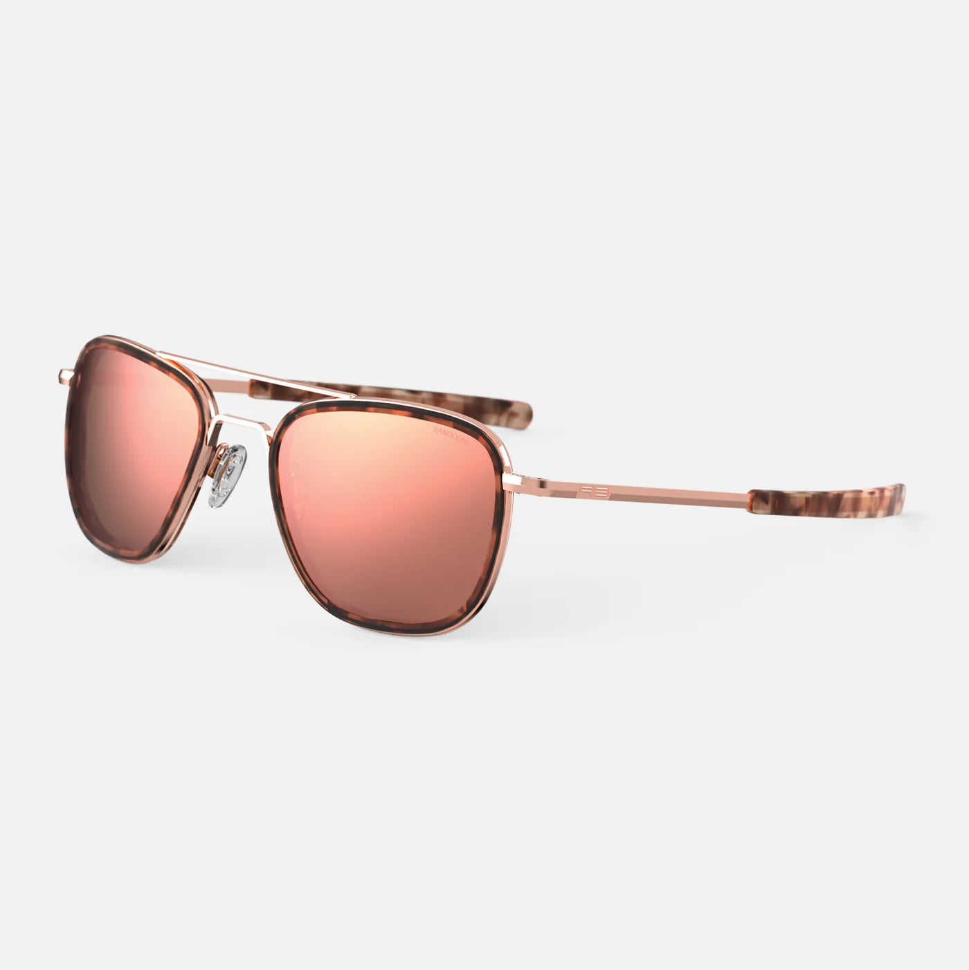 Aviator Fusion in 22k Rose Gold, Rose Tortoise Inlays & Polarized Rose Gold