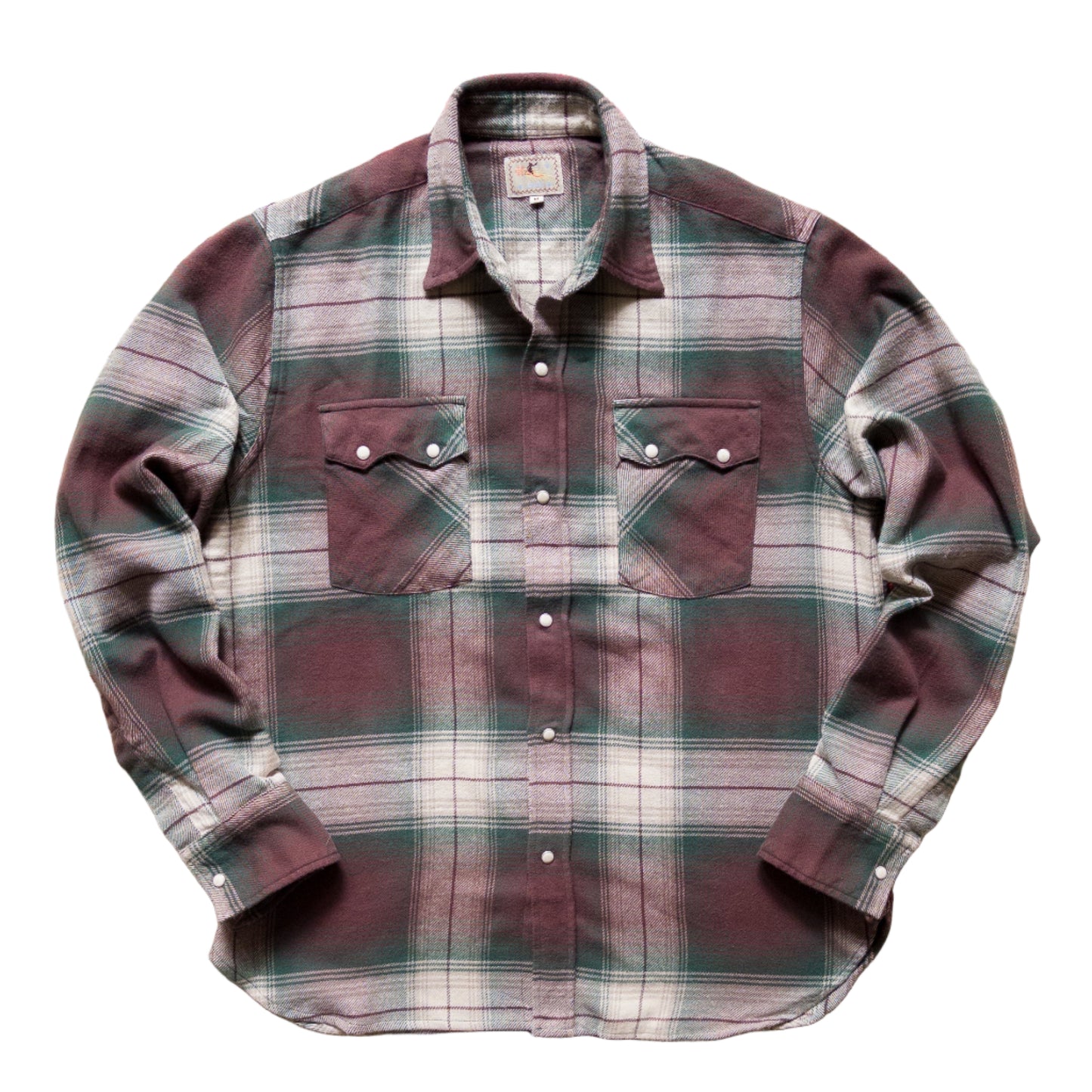 Washed Flannel Pearlsnap Shirt in Grizzly Shadow Plaid