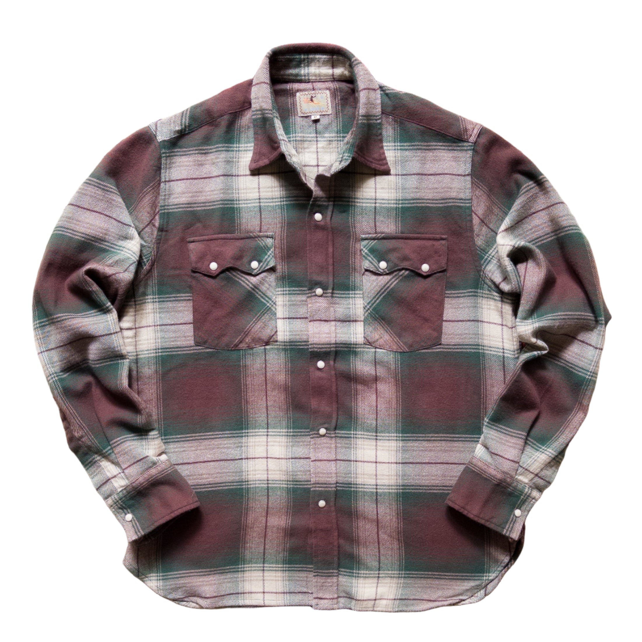 Washed Flannel Pearlsnap Shirt in Grizzly Shadow Plaid