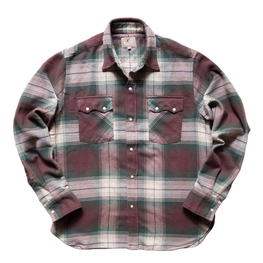 Washed Flannel Pearlsnap Shirt in Grizzly Shadow Plaid