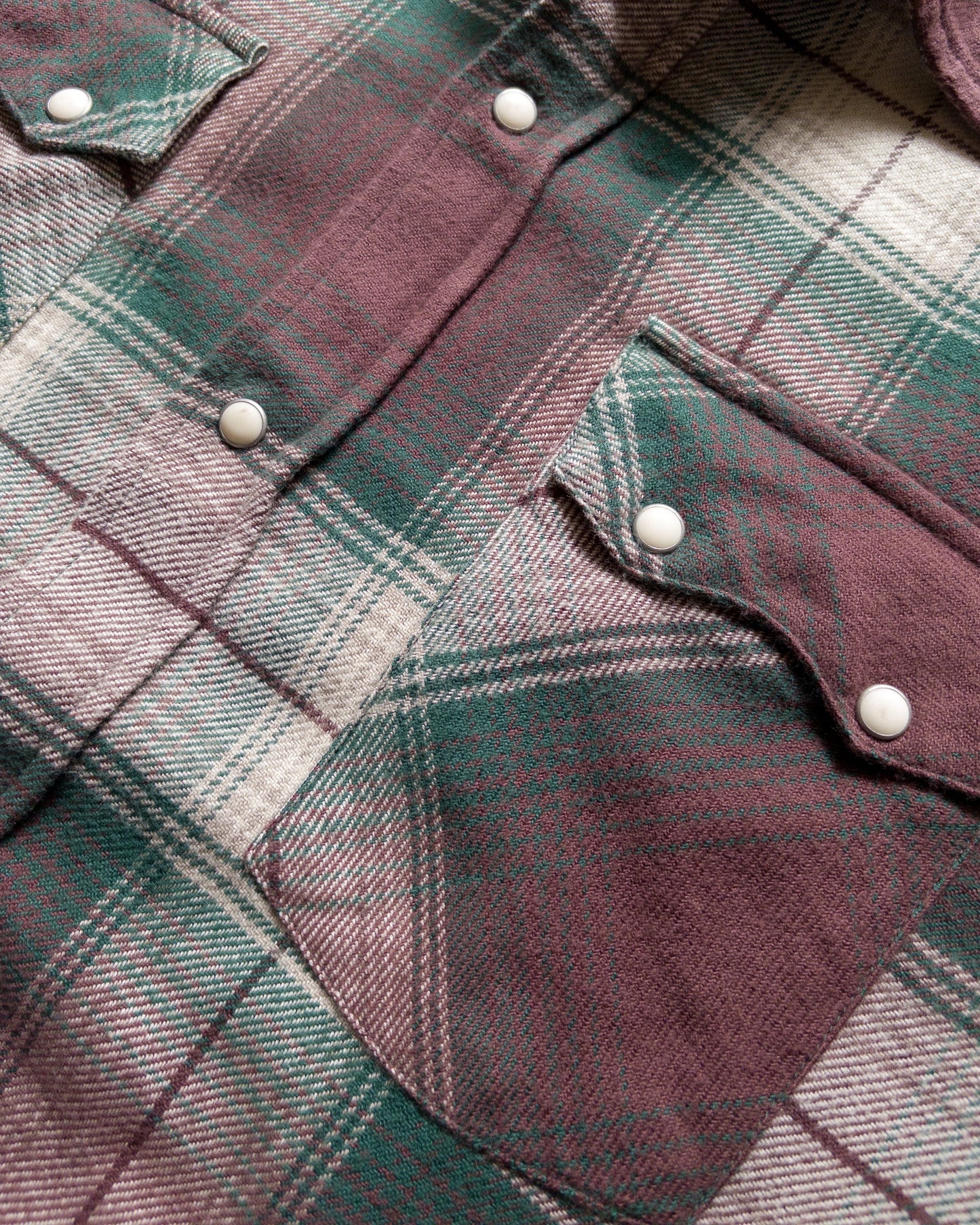 Washed Flannel Pearlsnap Shirt in Grizzly Shadow Plaid