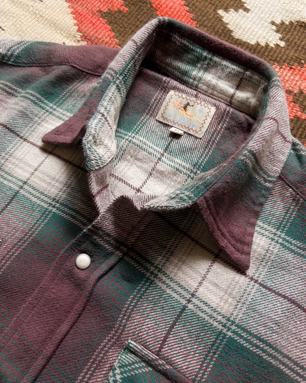 Washed Flannel Pearlsnap Shirt in Grizzly Shadow Plaid