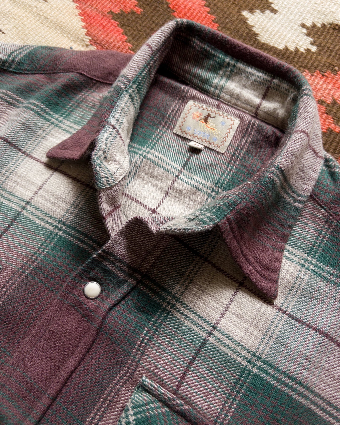 Washed Flannel Pearlsnap Shirt in Grizzly Shadow Plaid