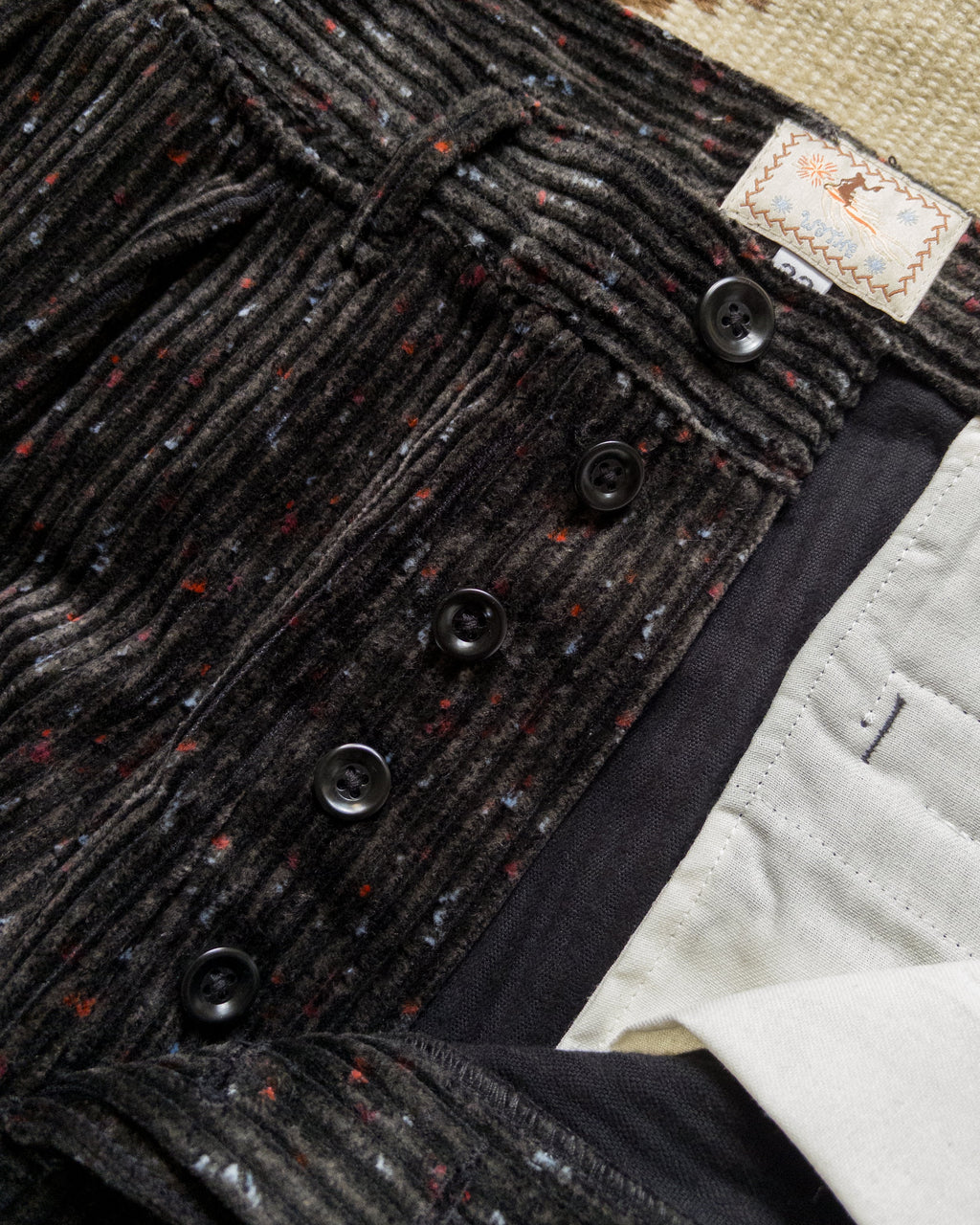 Donegal Corduroy Pleated Chino in Night Sky