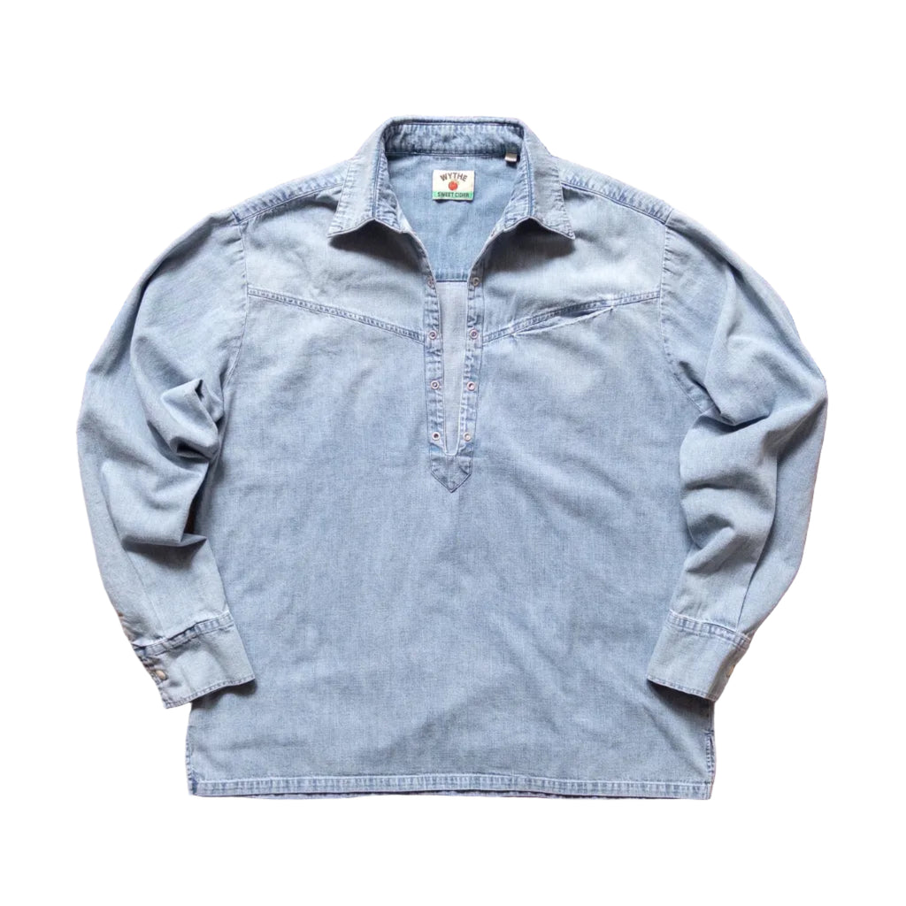 Denim Pullover Shirt in Washed Indigo