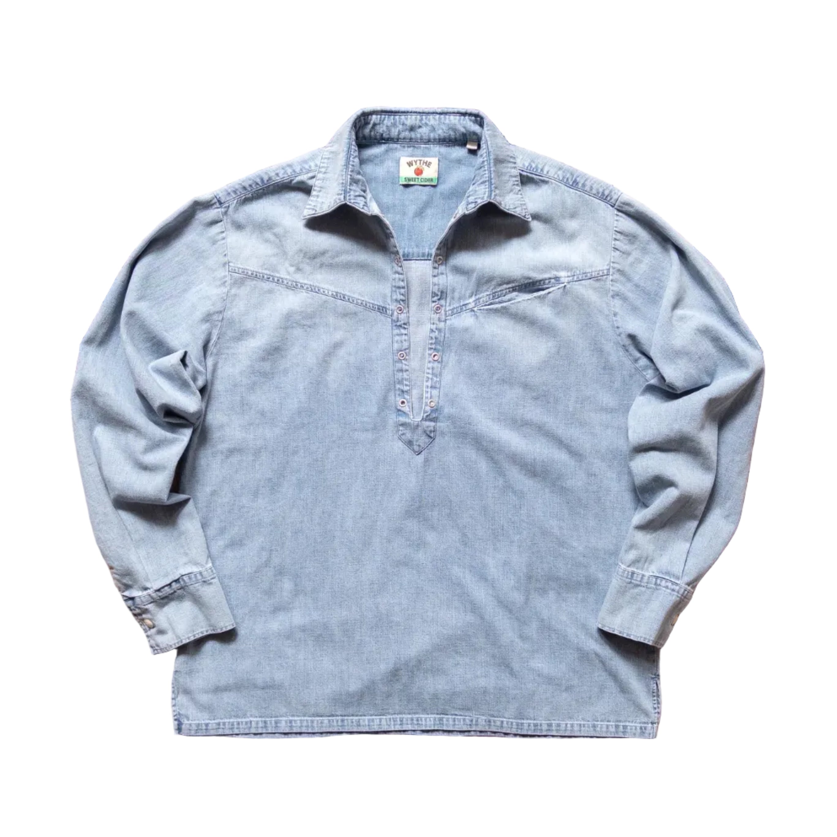 Denim Pullover Shirt in Washed Indigo