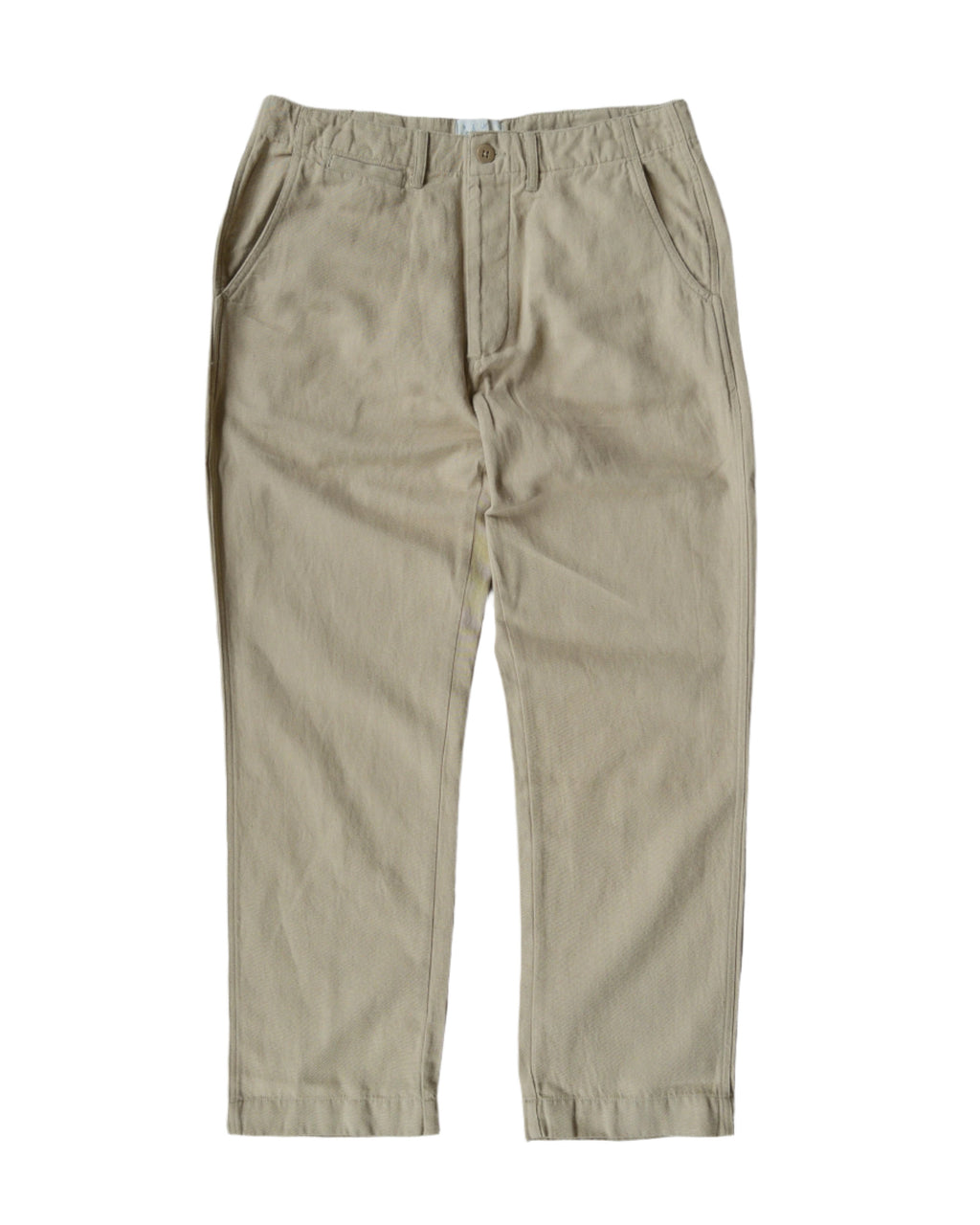 Flat Front Cotton Linen Twill Chino in Camp Khaki