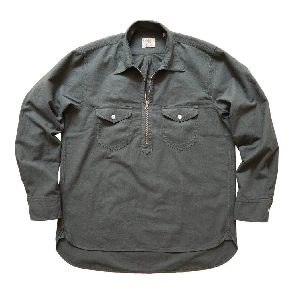 Aertex Half Zip Shirt in Faded Black
