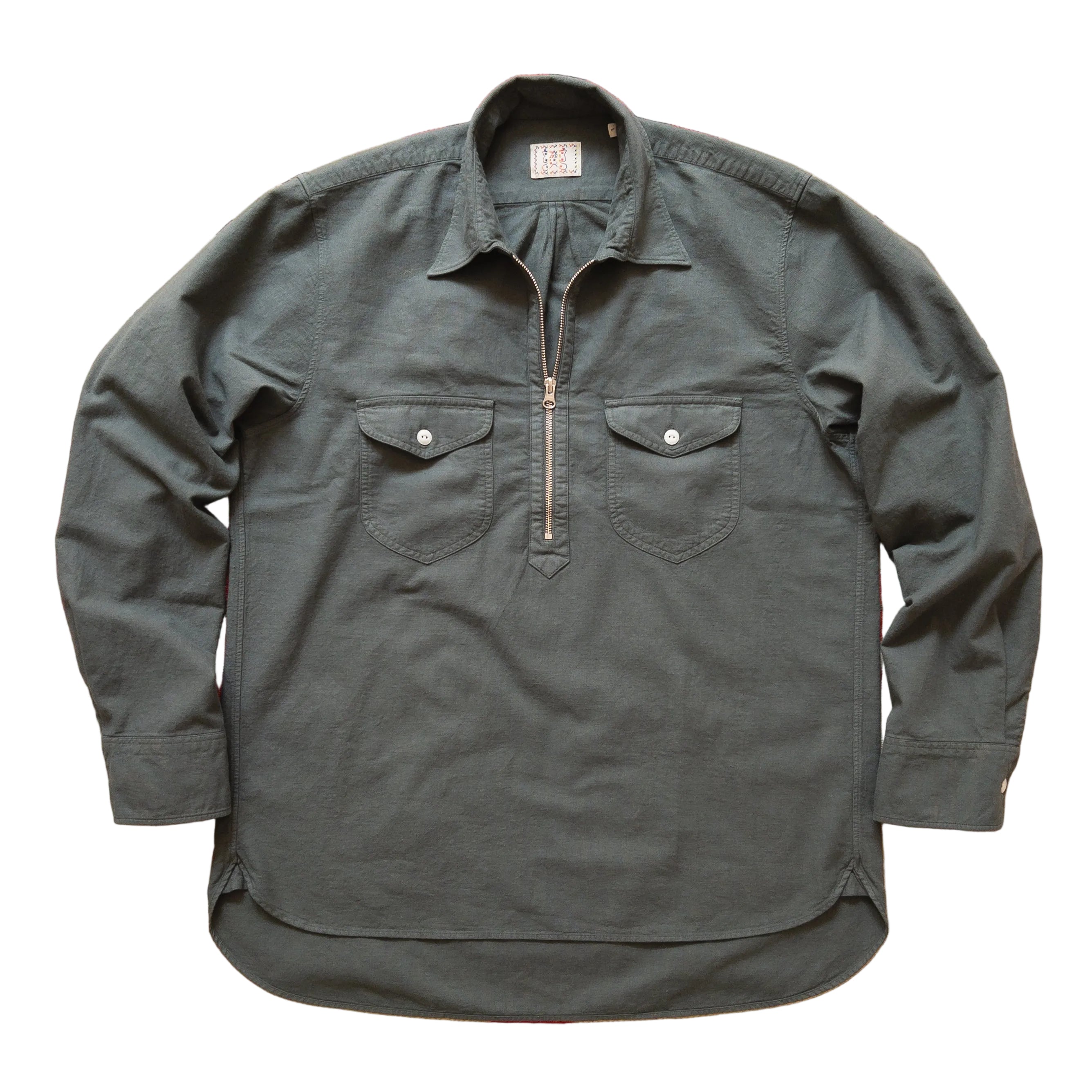 Aertex Half Zip Shirt in Faded Black