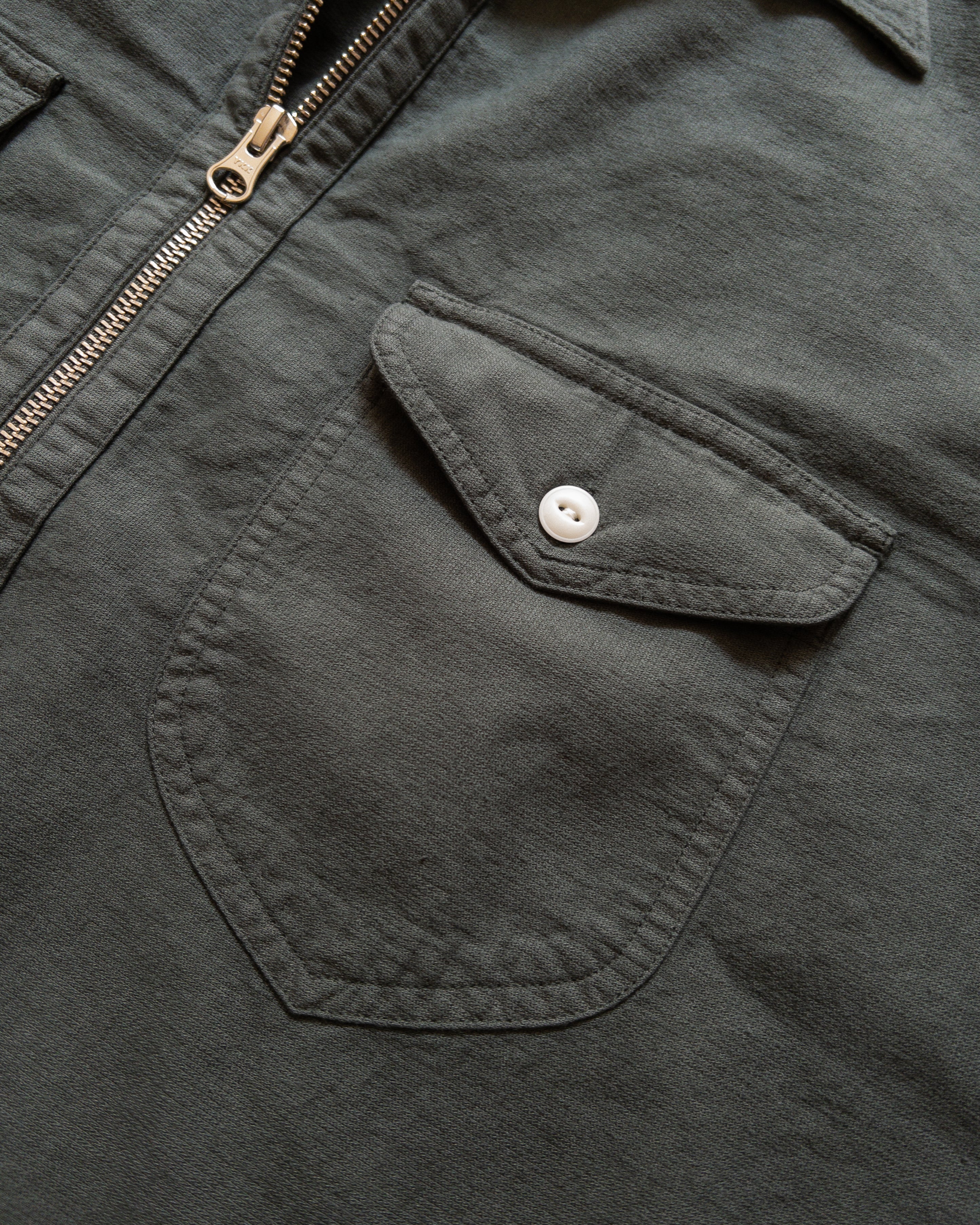 Aertex Half Zip Shirt in Faded Black