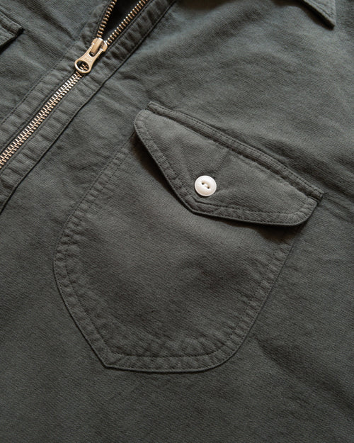 Aertex Half Zip Shirt in Faded Black