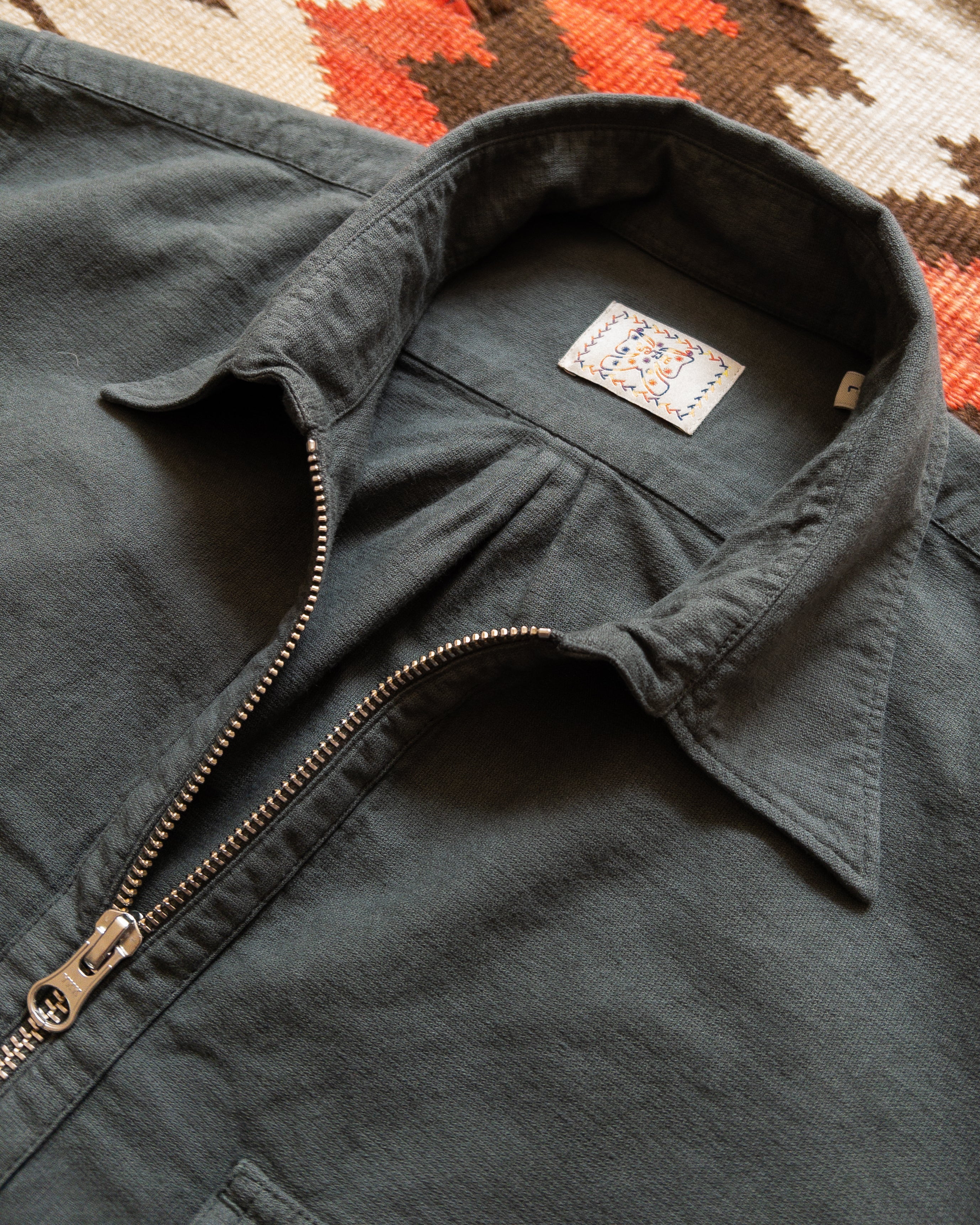 Aertex Half Zip Shirt in Faded Black