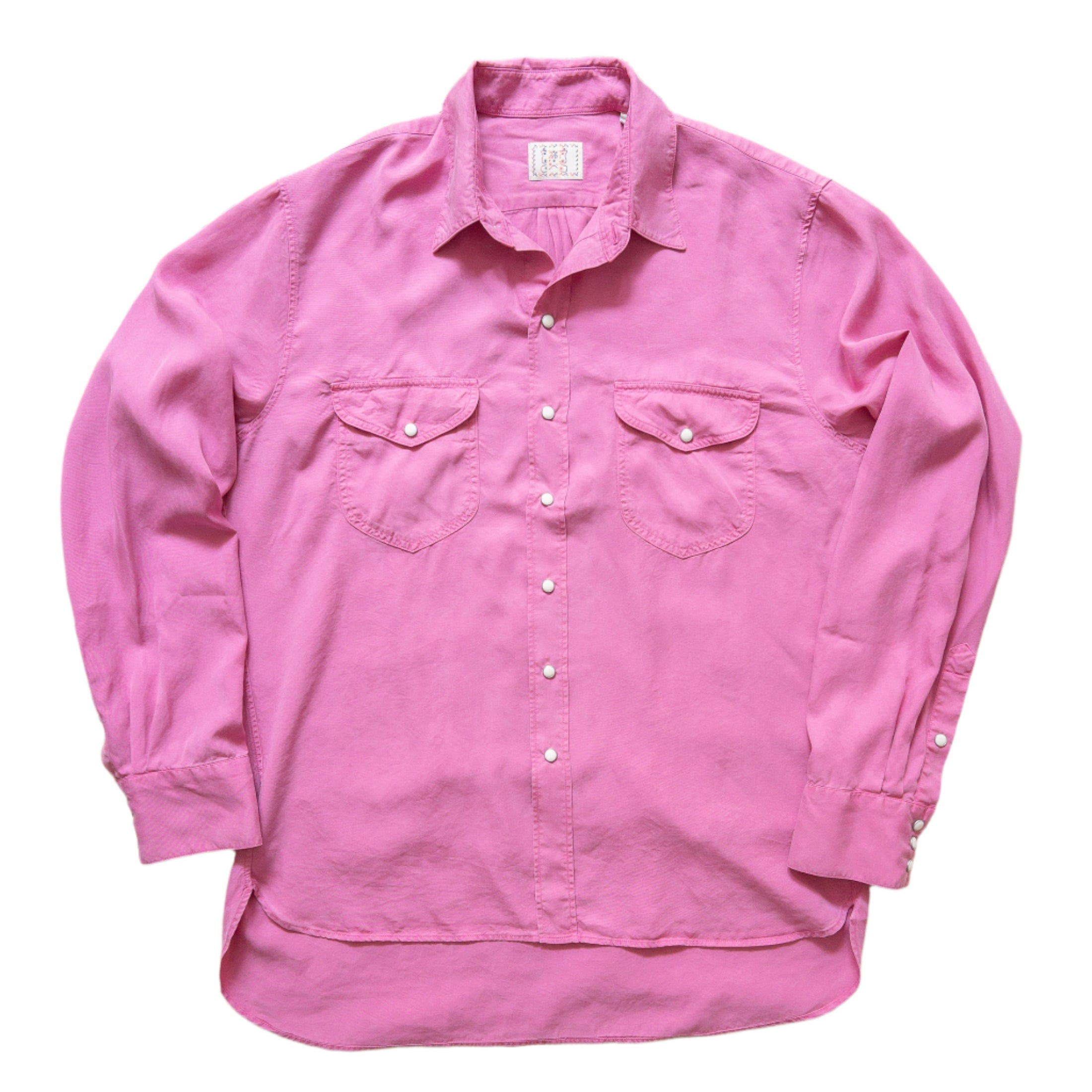 Tencel Gabardine Pearlsnap Shirt in Flamingo
