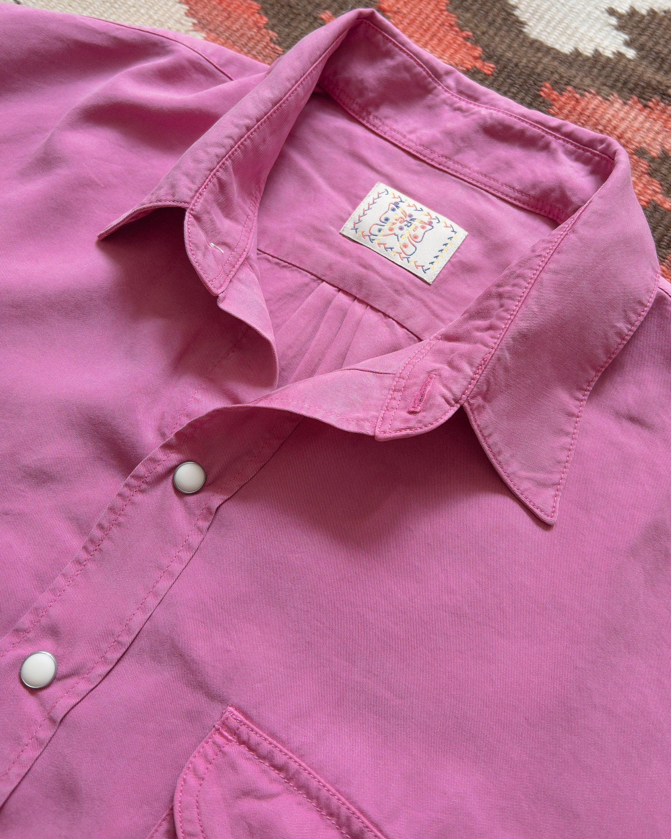 Tencel Gabardine Pearlsnap Shirt in Flamingo