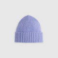 Flat lay of lavender wool watch cap with cuff. See product details for more information.
