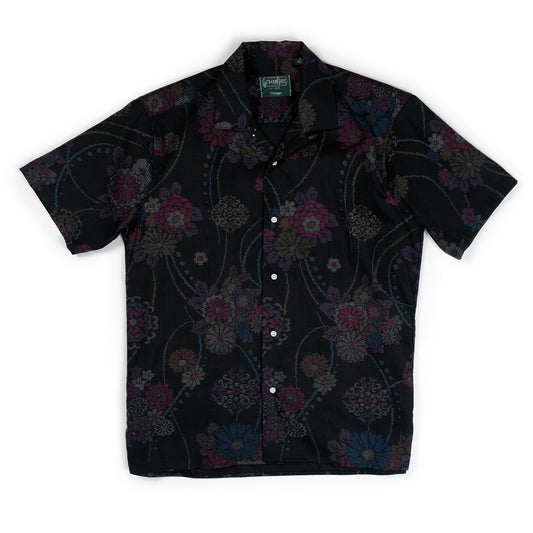 Camp Shirt in Top Dyed Floral Bark Cloth